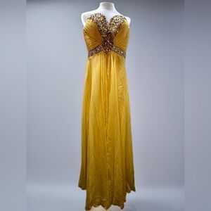 Tony Bowls Strapless Yellow Gown